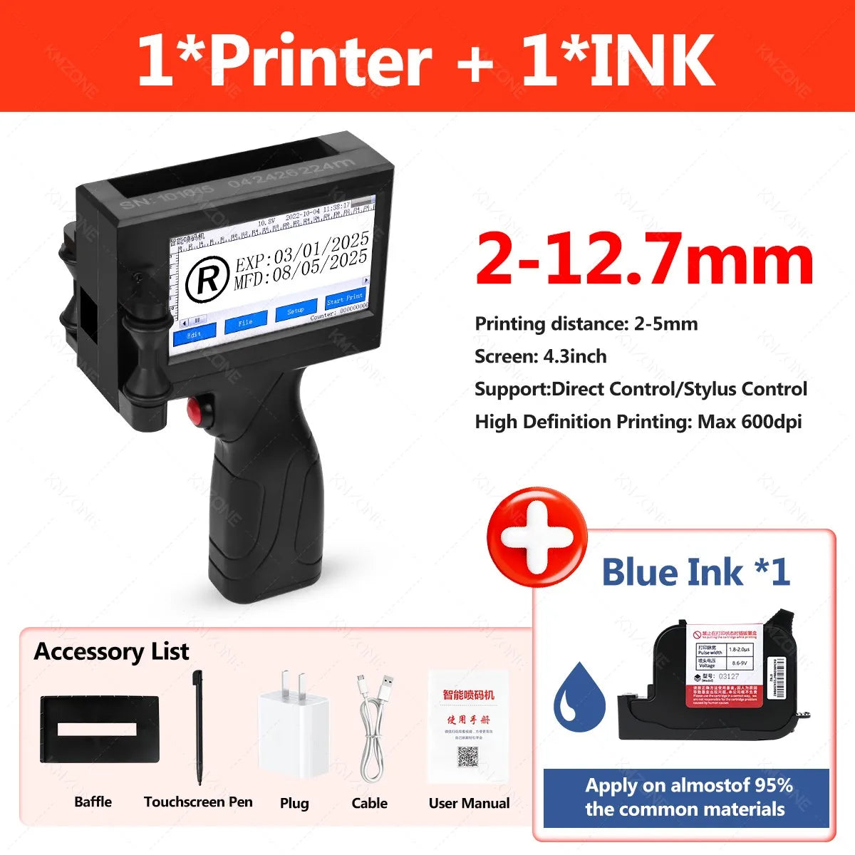Portable Handheld Inkjet Printer, TIJ Coding Machine with Touch Screen