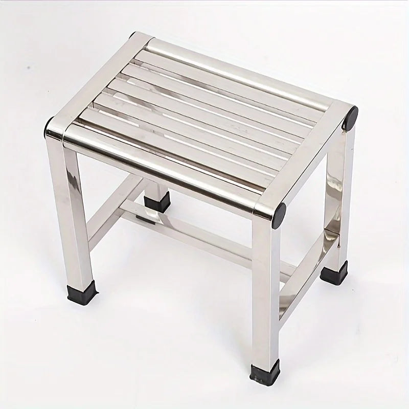 Taburete multifuncional de acero inoxidable - Taburete duradero, grueso y resistente, ideal para sala de estar, baño, cocina, pasillos