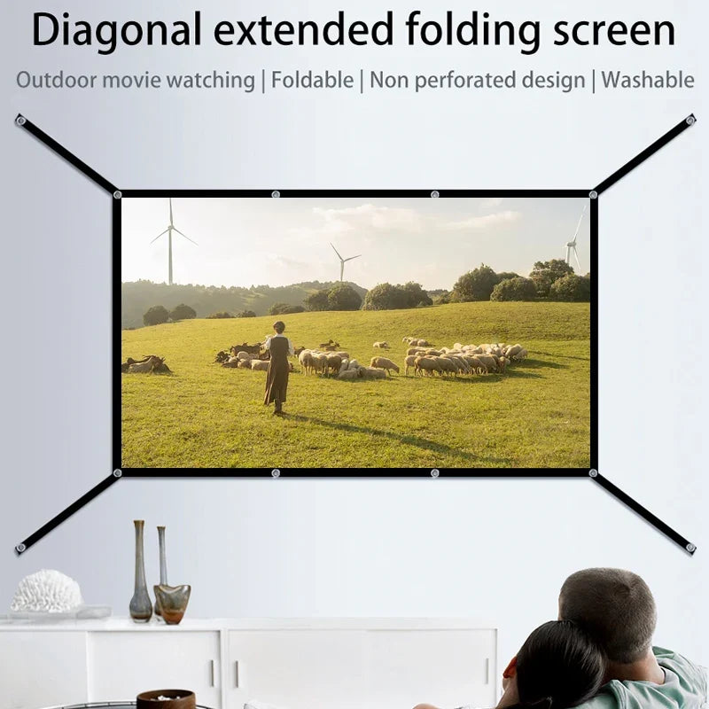 60-150 inch wall mounted foldable projection screen, simple home theater projection screen - extended version