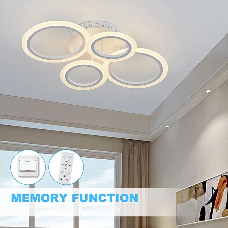 Moderna lámpara de araña LED con control remoto, anillo de luz de techo para el hogar, sala de estar, dormitorio, iluminación de cocina, lámparas para habitación