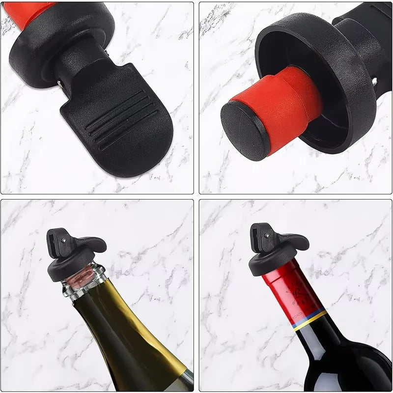 Tapones de silicona para vino de 3 piezas, tapones de botella de vino reutilizables, tapones de botella de bebida manual expansibles, tapones de botella al vacío