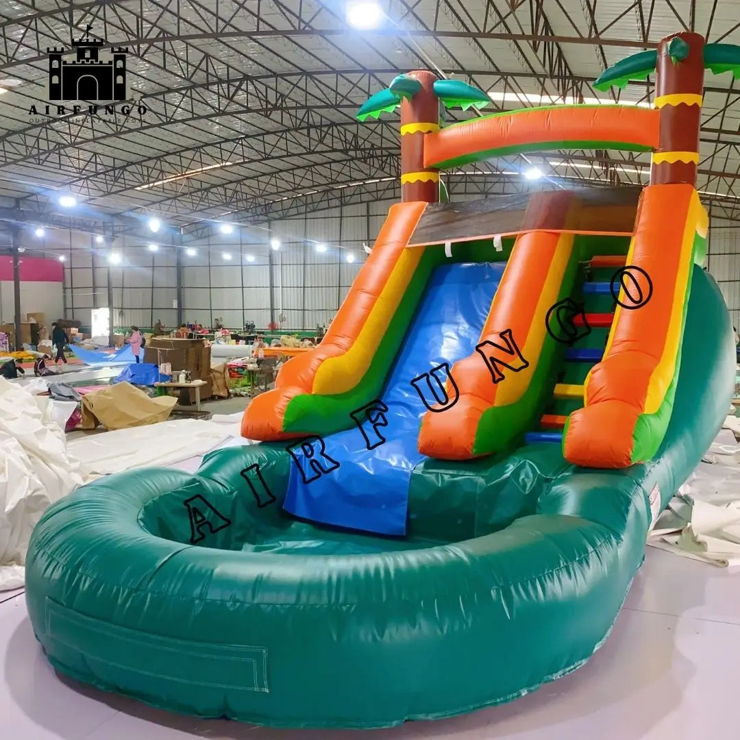 Tobogán Acuático Hinchable de Grado Comercial con Piscina de Salpicaduras, Castillo Hinchable para Adultos y Niños, Incluye Soplador, Personalizable