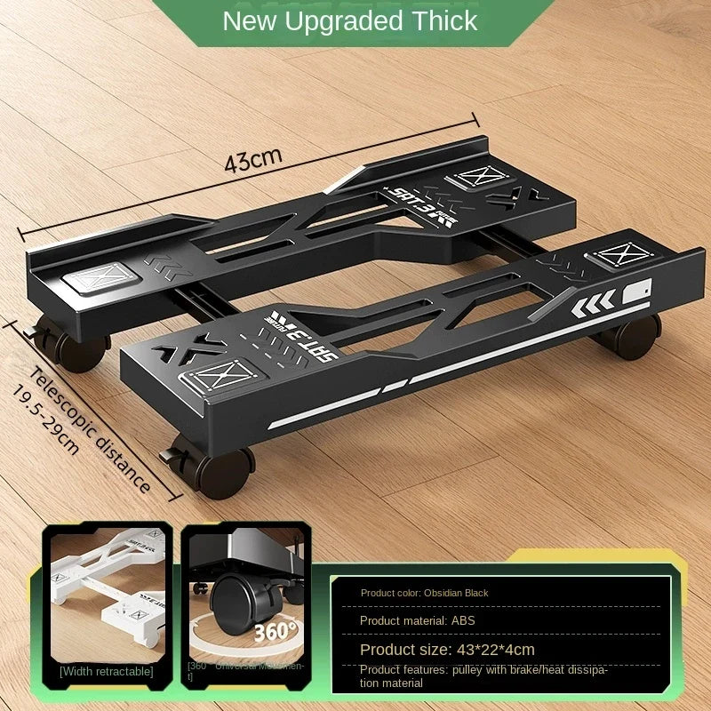 Mobile PC Tower Stand Adjustable Computer CPU Holder Telescopic Desktop Stand CPU Cart with RGB Cooling Fan Heat Dissipation