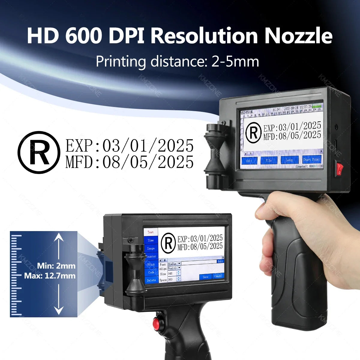 Portable Handheld Inkjet Printer, TIJ Coding Machine with Touch Screen