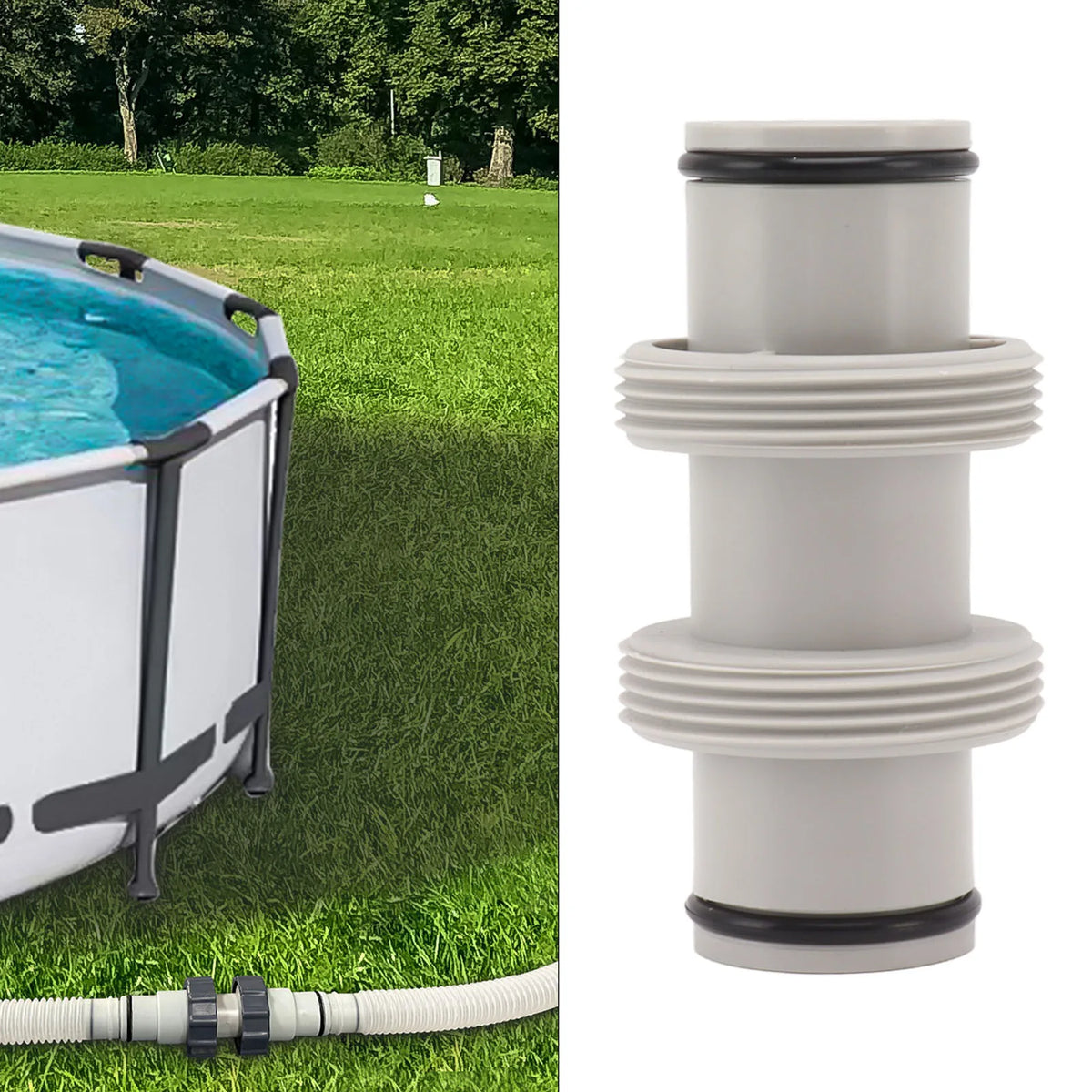 Conector de manguera de piscina de 1.5 a 1.5 pulgadas, adaptador de manguera de piscina de goma elástica de repuesto, unión recta antifugas para sistema de sal