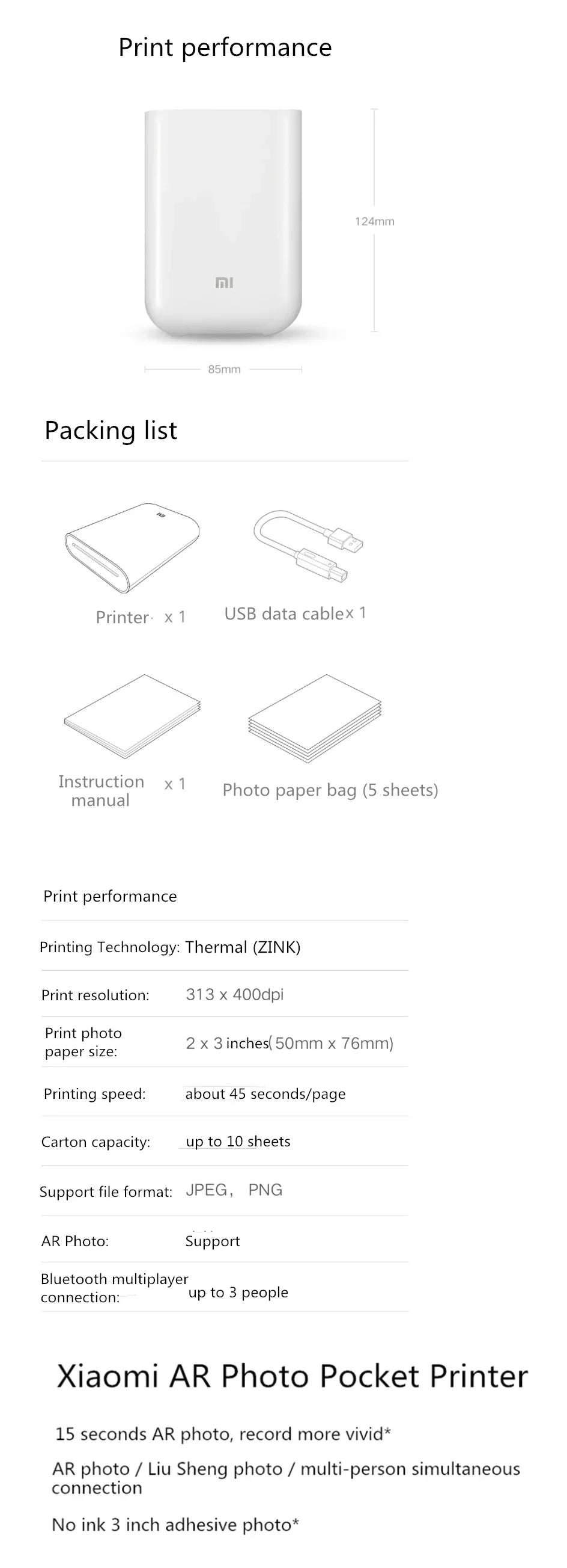 Portable Mini Photo Printer – 300dpi Pocket Picture Printer
