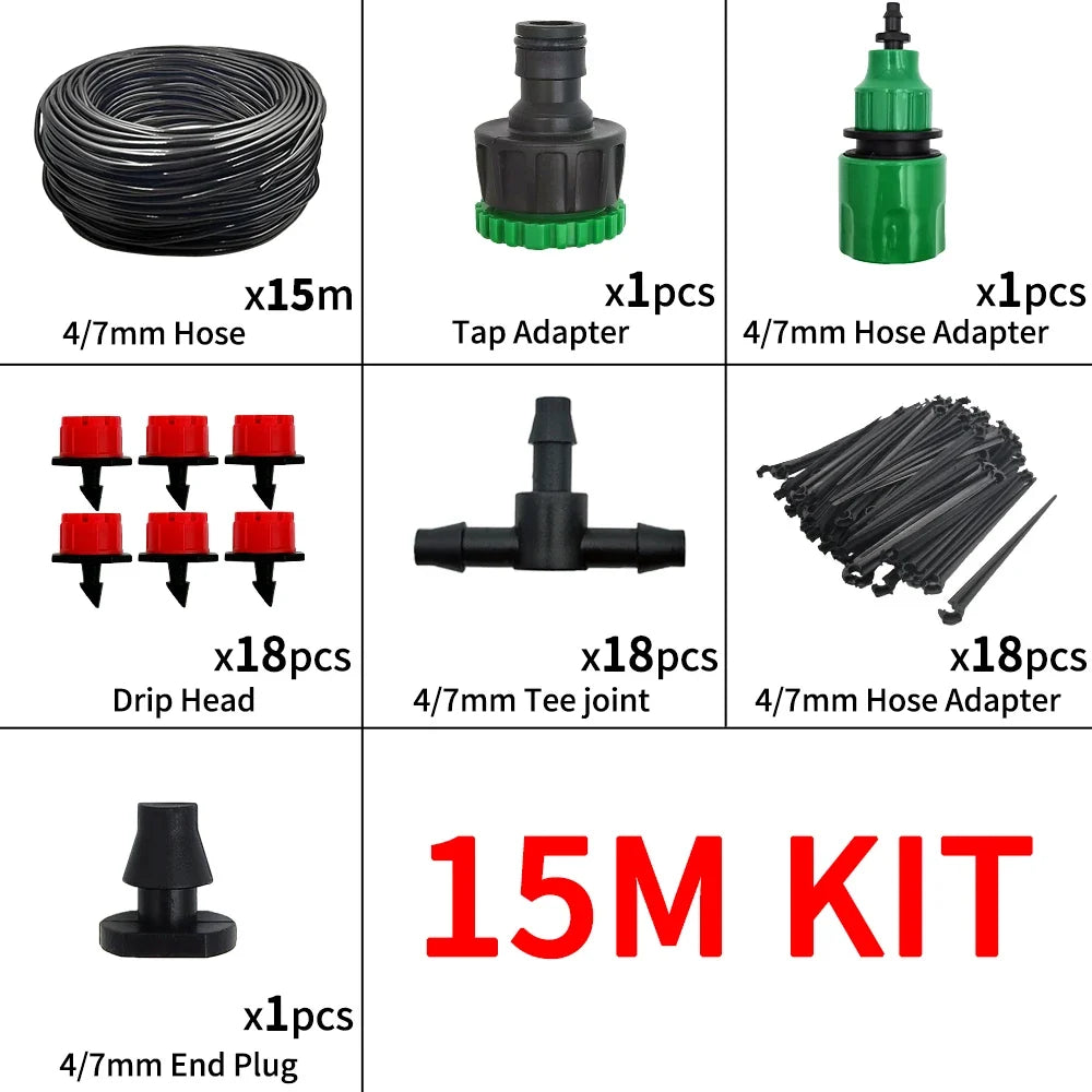 Sistema de riego por goteo micro portátil de 20 m Riego automático con goteros ajustables Kits de riego por nebulización Manguera de jardín