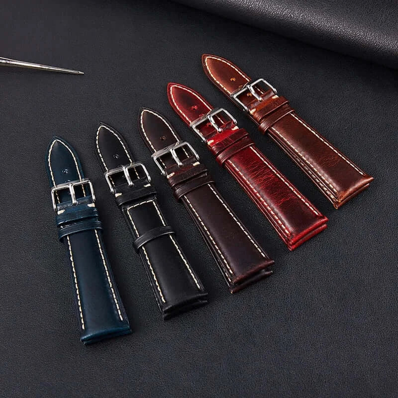 Amazfit Band Vintage Oil Wax Leather Watch Strap Cowhide Buckle