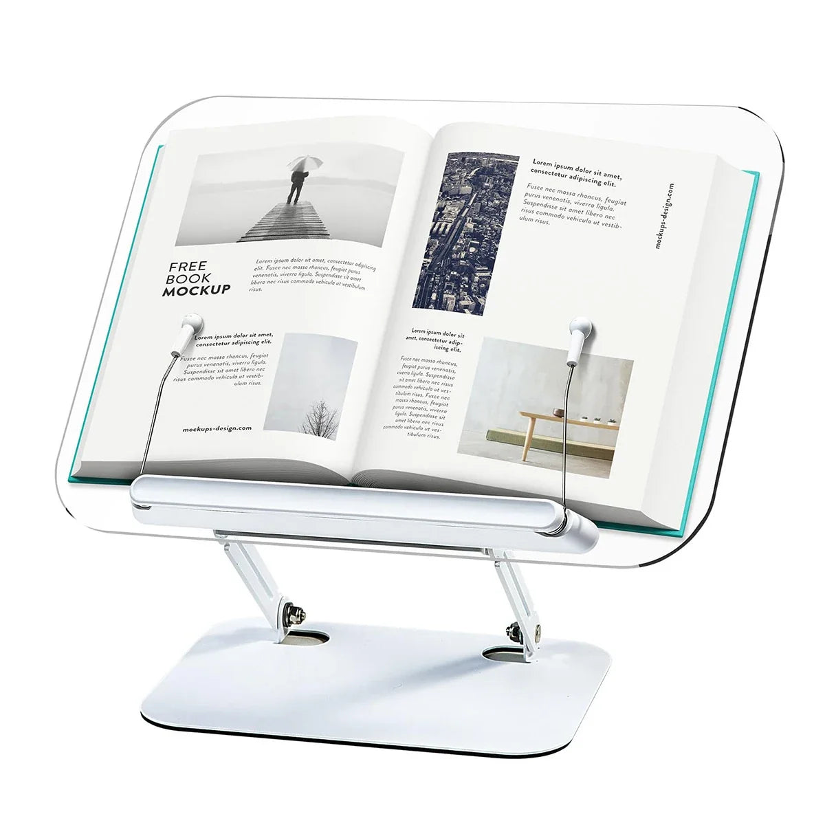 NEW Acrylic Book Stand with Storage for Reading Adjustable Book Holder with 360° Rotating Base Foldable Desktop Riser Stand