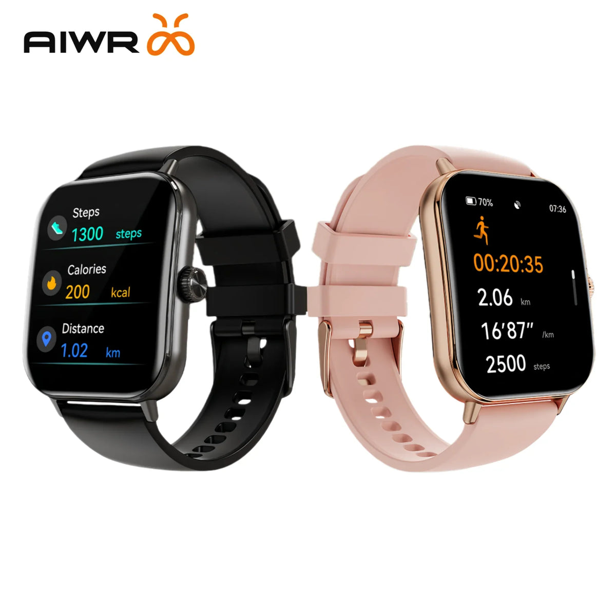 AIWR Peps 1S Smart Watch, GPS 1.96" AMOLED Smartwatch, AI Watch Faces ChatGPT, Bluetooth Calling 5ATM Waterproof for Android iOS