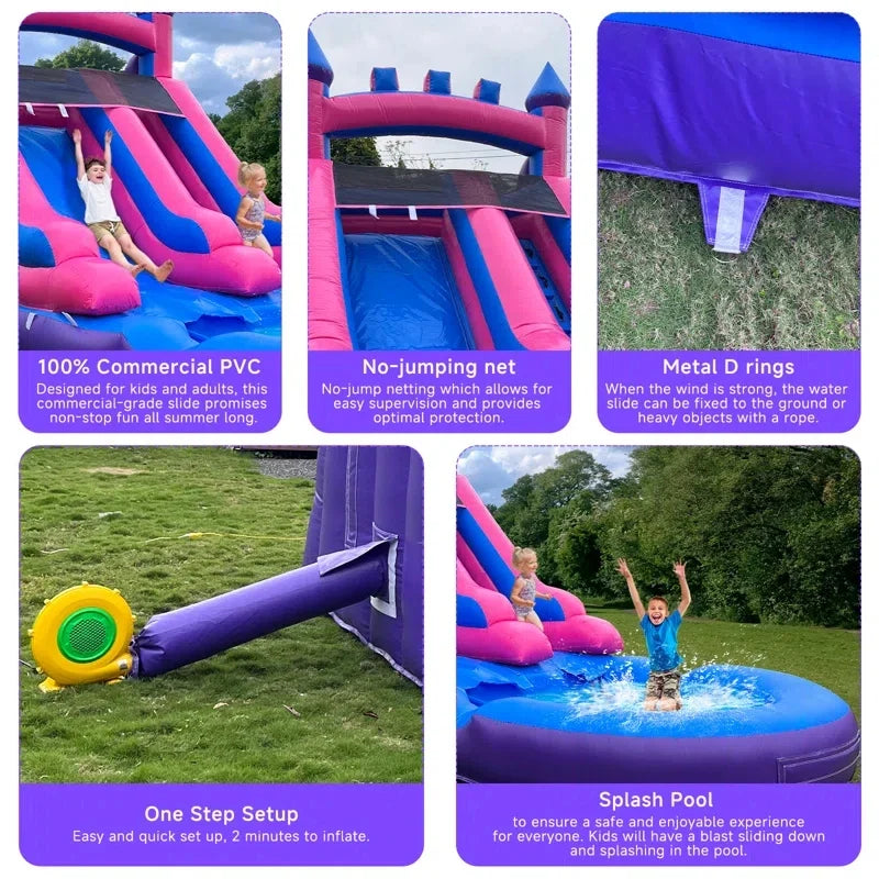 Tobogán Hinchable Acuático de Calidad Comercial con Piscina Inflable para Adultos y Niños, Incluye Soplador