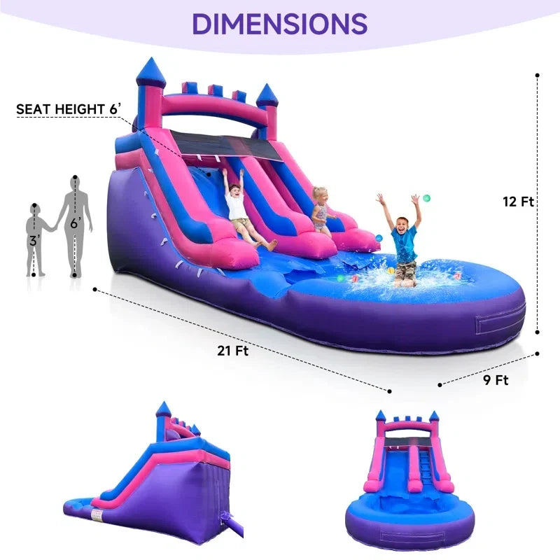 Tobogán Hinchable Acuático de Calidad Comercial con Piscina Inflable para Adultos y Niños, Incluye Soplador