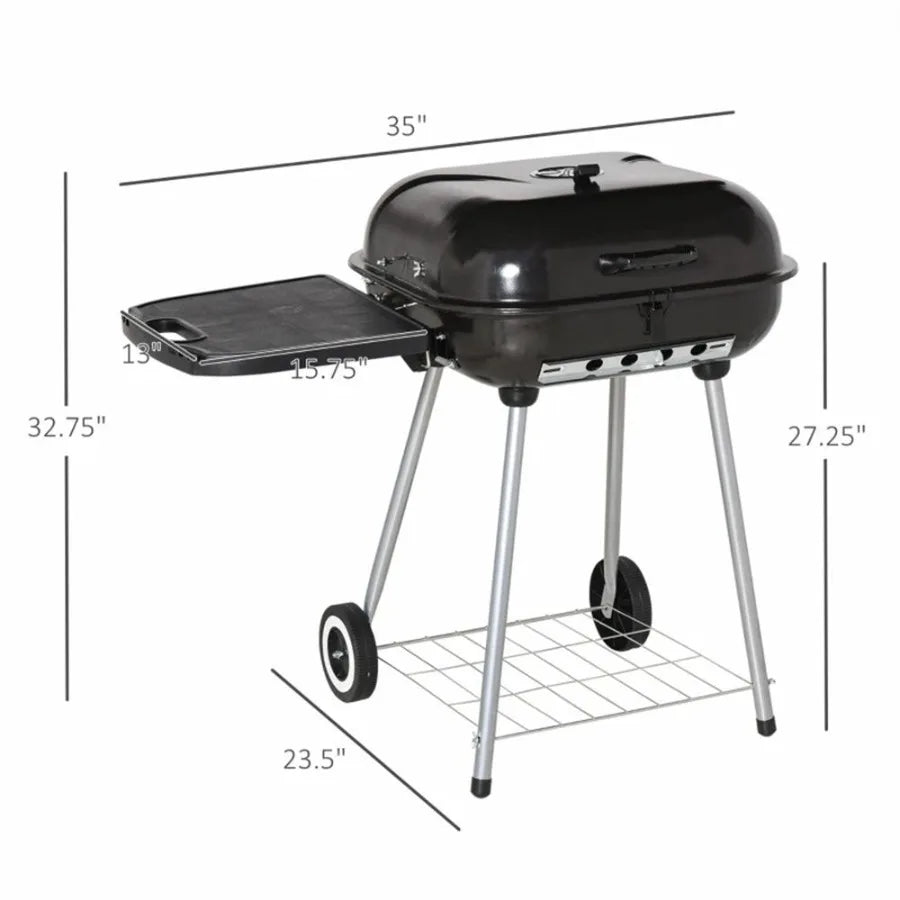Parrilla de carbón para barbacoa, para picnic en el patio trasero, en color negro con diseño duradero y resistente al calor
