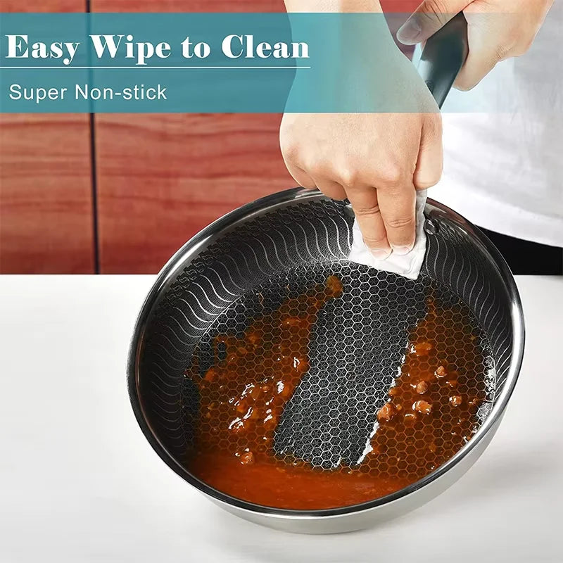 DONNOR Sartén Antiadherente de 3 Capas Hybrid Plus de Acero Inoxidable sin PFOA, Sartén para Chef, Huevos, Utensilios de Cocina, Compatible con Inducción
