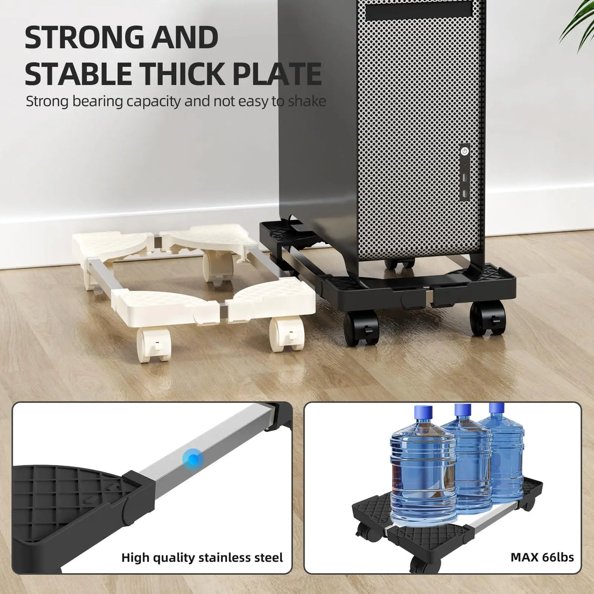 Adjustable Mobile CPU Stand with Rolling Caster Wheels Premium PC Tower Stand Holder for Floor Carpet Gaming PC Case