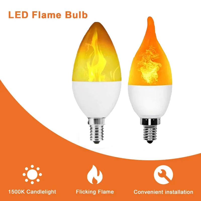 2 bombillas LED de llama simulada E14 de 9W AC85-265V, luces para el hogar, accesorios electrónicos, bombillas de efecto de luz de llama, lámpara