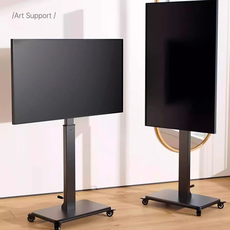 Floor TV Stand with Power Outlet, Universal TV Stand for 26-65 inch TVs up to 110 lbs, Height Adjustable TV Stand with Swivel