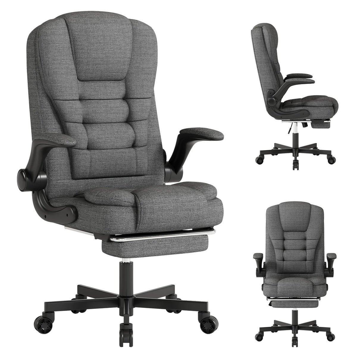 Silla ergonómica de oficina ejecutiva - Silla de respaldo alto con reposacabezas y soporte lumbar, silla premium para oficina en casa - Altura ajustable