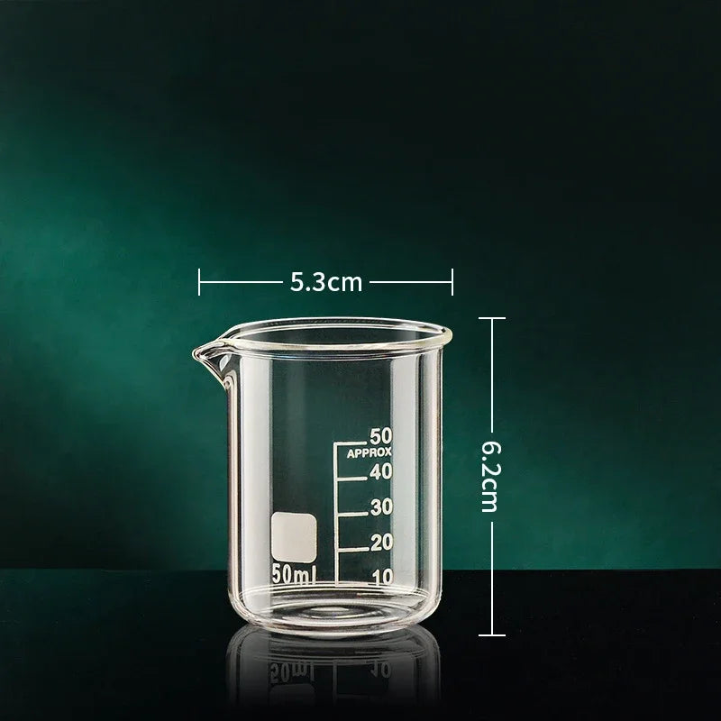JUSTINLAU 50/100/150/250/500/1000ML High Borosilicate Glass Measuring Cup with Scale Laboratory Beaker Kitchen Baking Glass Cups