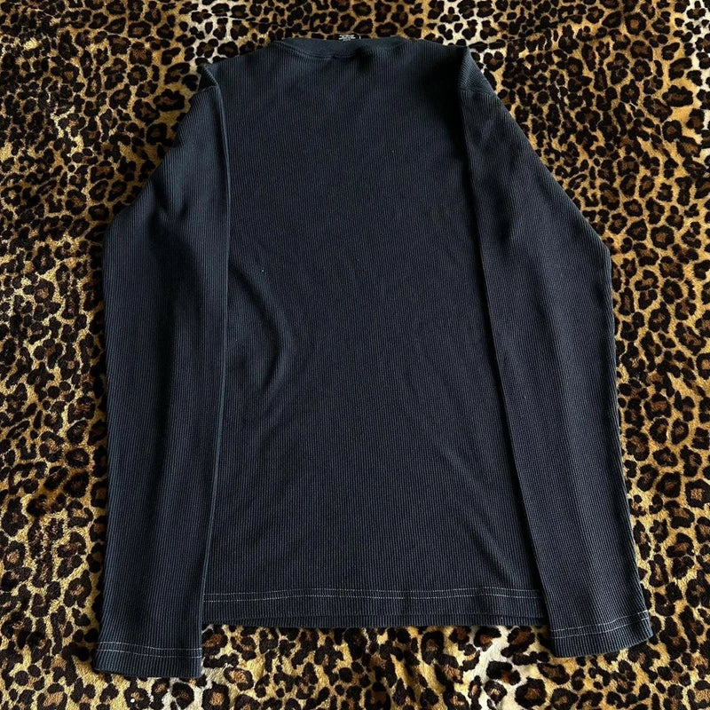 Camiseta térmica de manga larga estilo Y2K grunge, cyber mall goth, con estampado gráfico de calaveras, tops tipo pulóver, estética vintage de los 90 para mujer