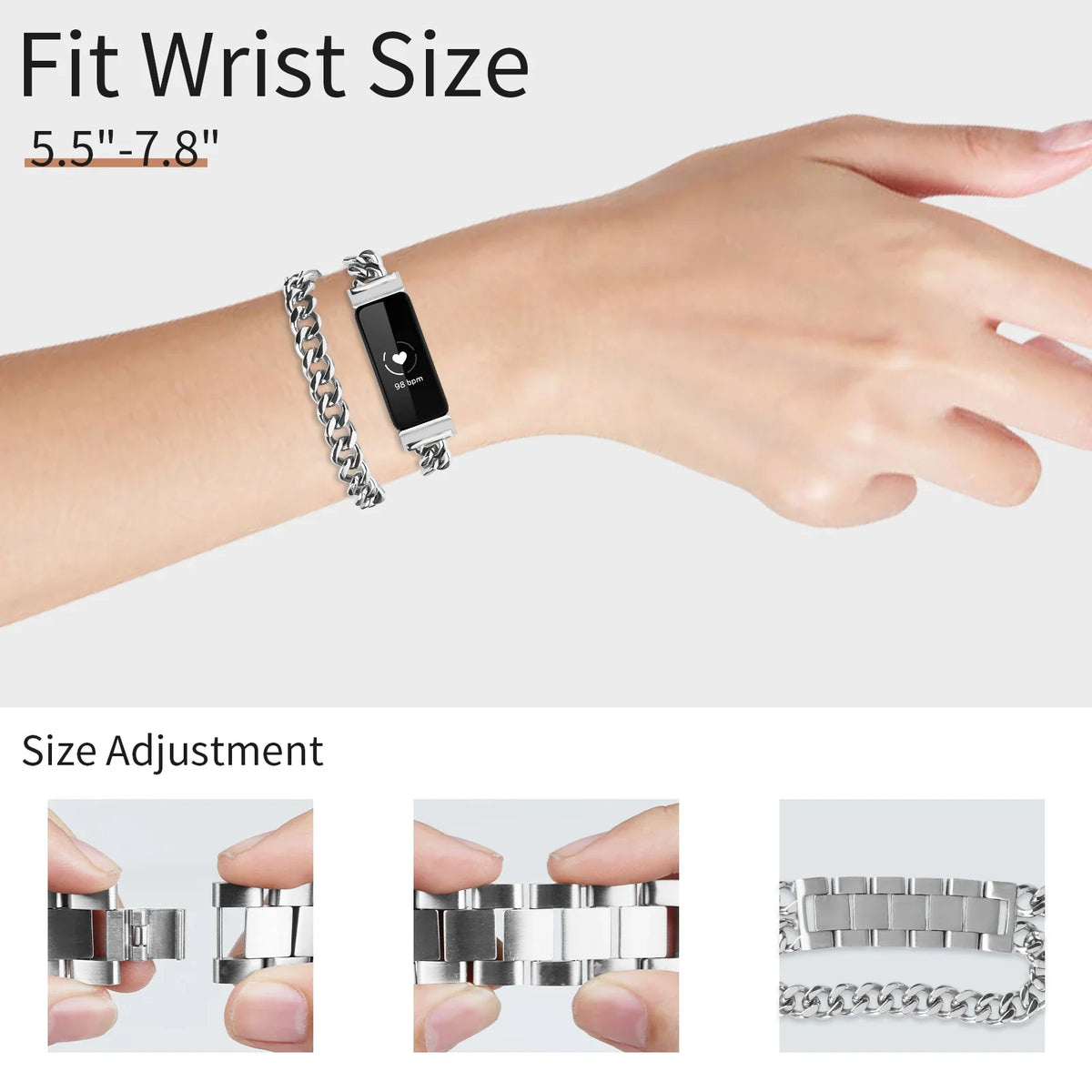 Fitbit Inspire & Ace Stainless Steel Double-Chain Bracelet