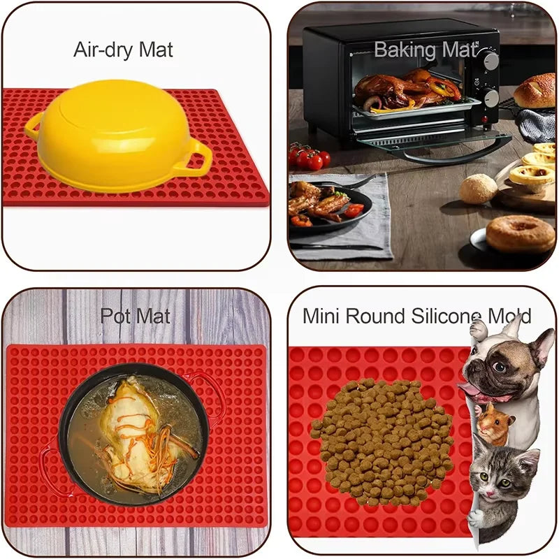 468-Cavity Mini Round Silicone Mold Semi Sphere Gummy Candy Chocolate Chip Candy Molds Non-Stick Pet Dog Treat Baking Mat