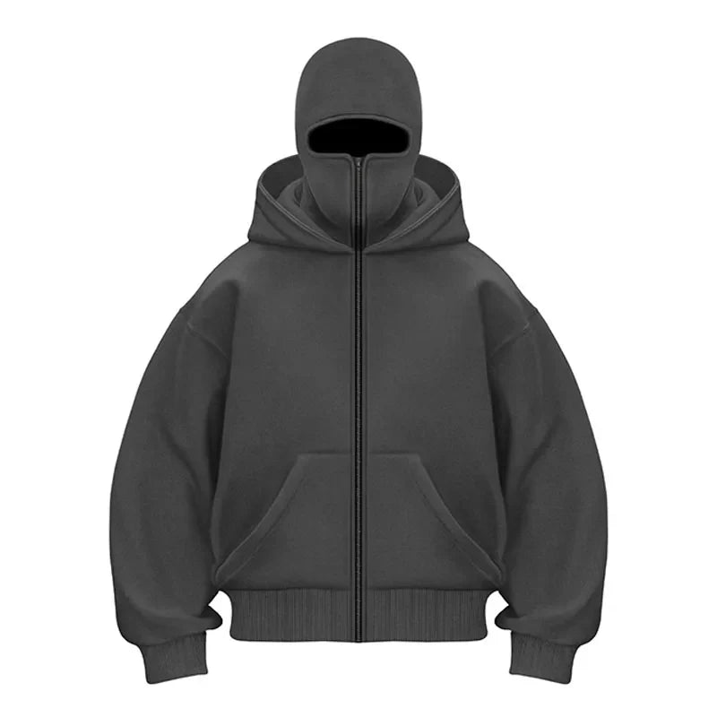 Plain Design Hooded Zip Up Sweatshirt for Men Women Autumn Winter Ins Style Couple Matching
