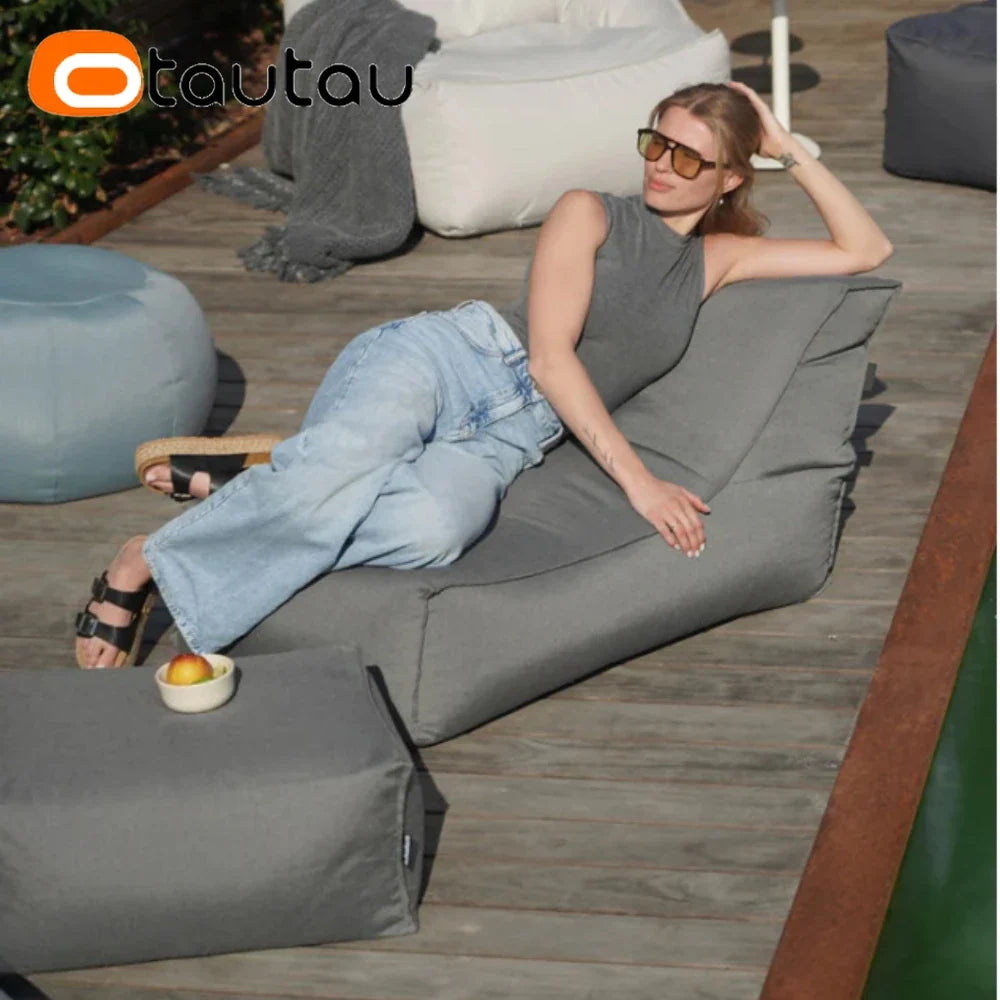 OTAUTAU Funda para puf de exterior Oxford para piscina, flotador, tumbona, club de playa, puf SF505 [¡Sin relleno! ¡Necesitas rellenarlo tú mismo!]