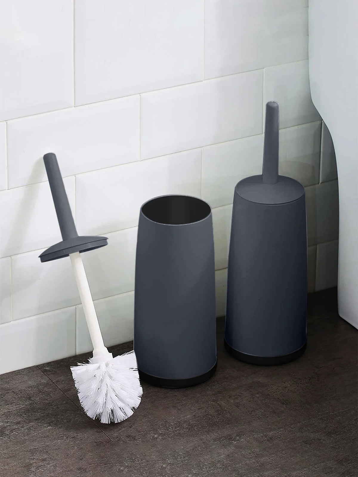 Cepillo de Inodoro de Plástico con Base, Cepillo de Limpieza de Inodoro de Mango Largo para WC, Accesorios de Baño, Herramientas de Limpieza