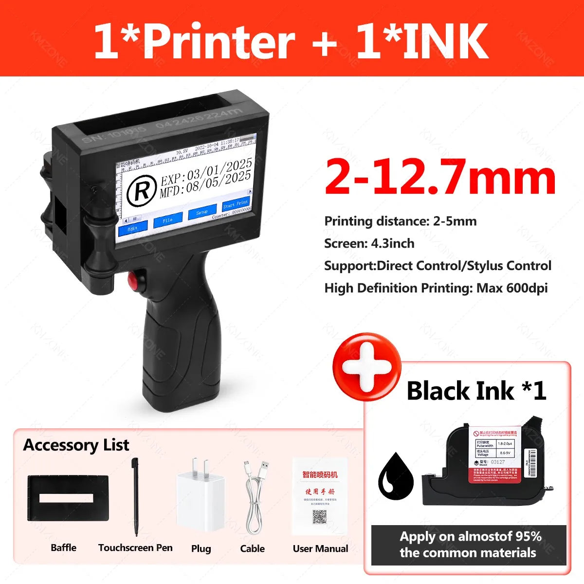 Portable Handheld Inkjet Printer, TIJ Coding Machine with Touch Screen