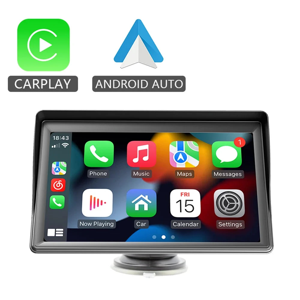 7 Inch Wireless CarPlay Screen – Portable Touch Display for Apple CarPlay and Android Auto