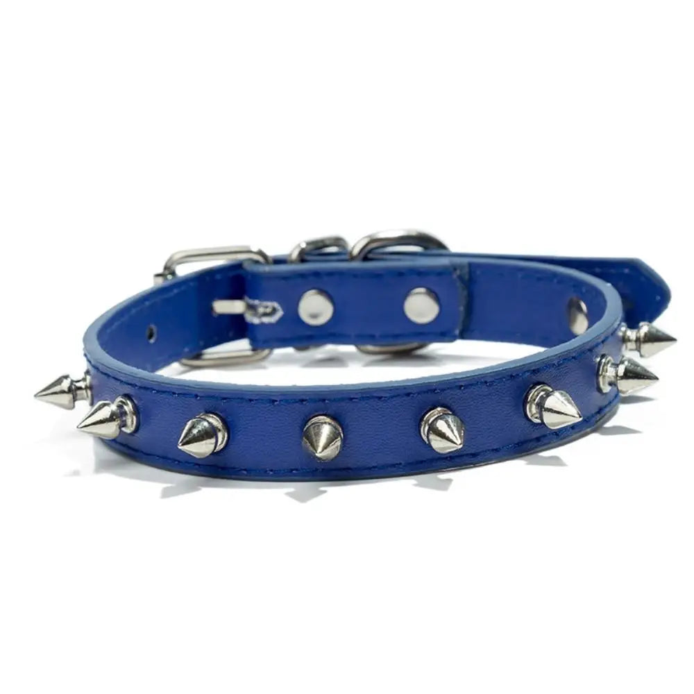 Spiked Dog Collar – PU Leather Studded Collar, Adjustable, Colorful for Dogs & Cats