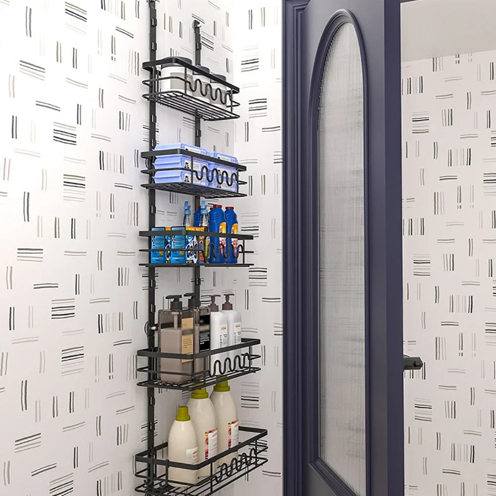 Organizador de despensa colgante para puerta, estantes de almacenamiento multicapa, especiero metálico colgante para puertas de cocina y baño