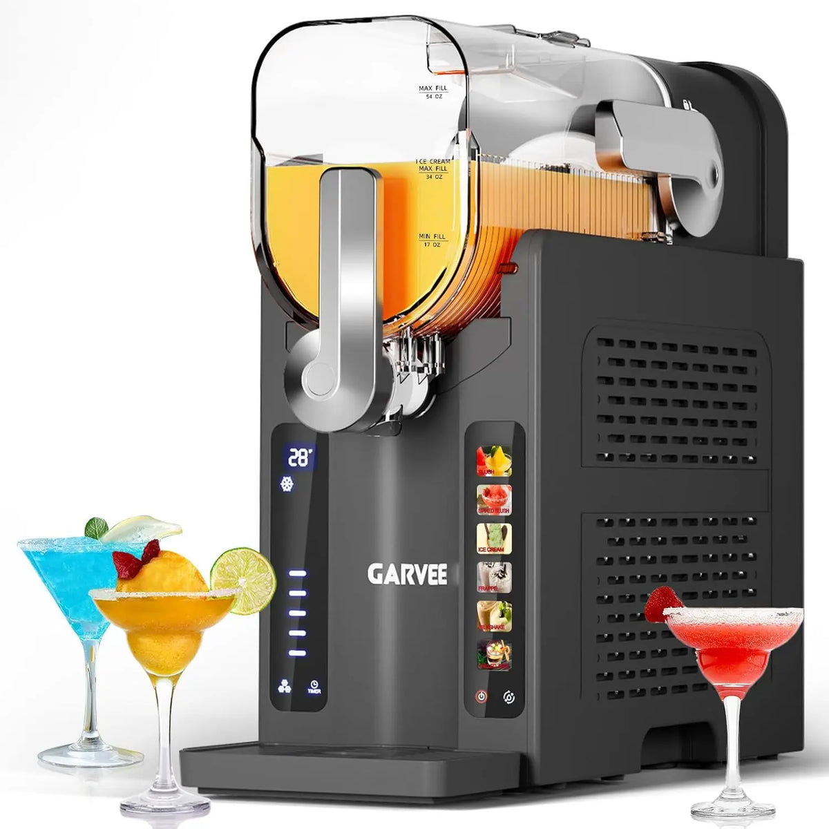 Máquina para granizados para casa, sin necesidad de hielo, máquina para bebidas heladas con pantalla LED, 6 programas preestablecidos, para margaritas, batidos, helados
