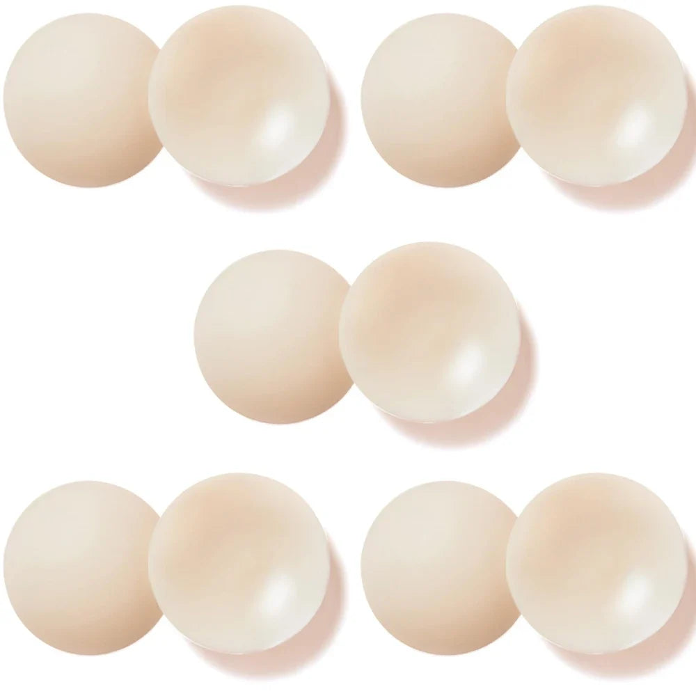 Nippies Nipple Cover - Sticky Adhesive Silicone Nipple Pasties - Reusable Pasty Nipple Covers for Women 5 Pairs Travel Set