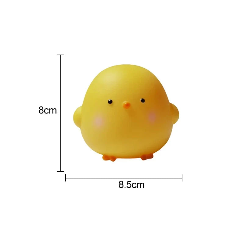 Silicone LED Bedside Night Light ABS Small Chicken Cute Desk Lamps Children's Room Bedrooms With button battery Deco Night Lamps