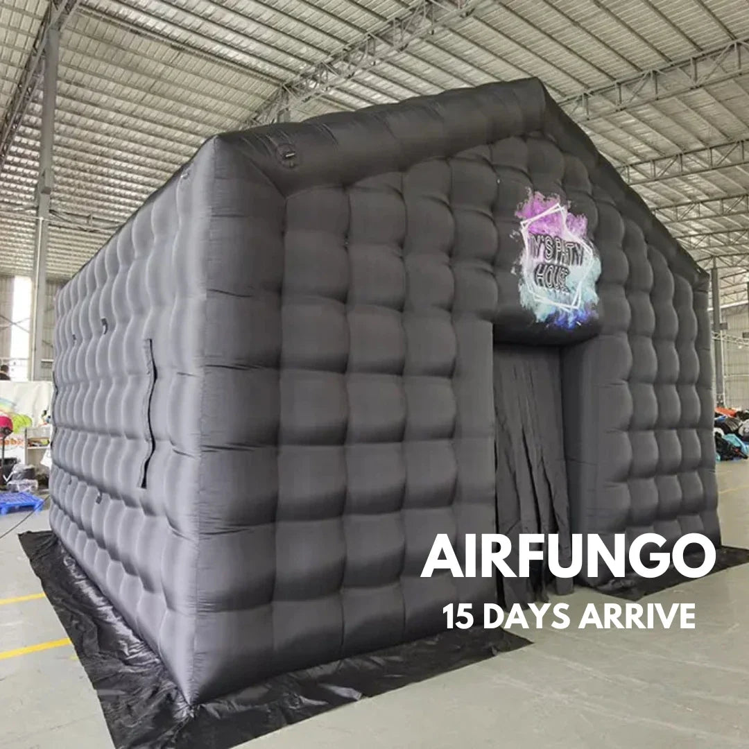 Tienda inflable negra con forma de cúpula para discoteca, cubo para bodas, cenador cuadrado, pabellón de fiesta grande portátil para eventos al aire libre