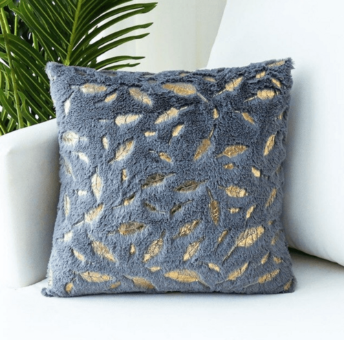 Dixie Plush Velvet 18x18 Decorative Pillow With Gold Hand-Painted Decal