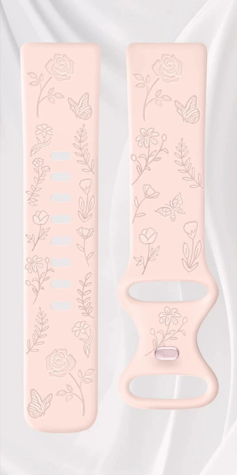 Fitbit Charge 5 & 6 Floral Engraved Band - Adjustable Strap