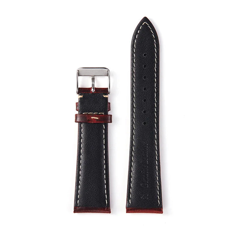 Polar Leather Watch Strap Vintage Oil Wax Cowhide With Pin Buckle, Unisex