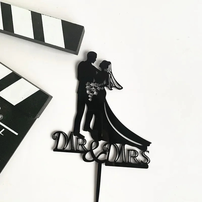 Ins Gold Acrylic Ring Wedding Cake Topper Bride Groom Proposal Party Wedding Cake Topper for Engagement Gift Dessert Decoration