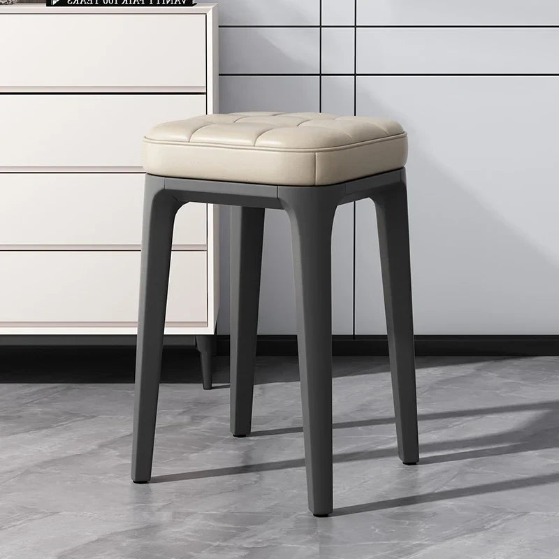 Stacking Stools,PU Leather Square Nesting Four-Legged Stool with Padded Stools Plastic Stackable Stool, Portable Breakfast