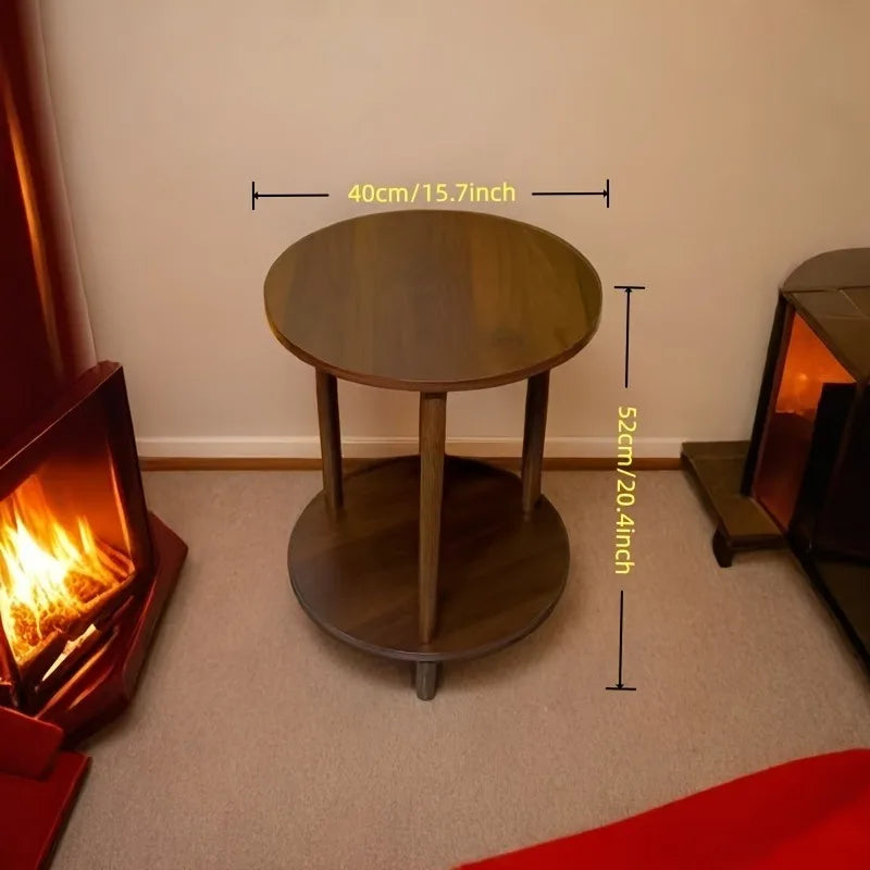 Juego de mesas de centro redondas nido modernas, mesa de madera de 2 niveles en nogal, mesa auxiliar anidable que ahorra espacio para salas de estar pequeñas