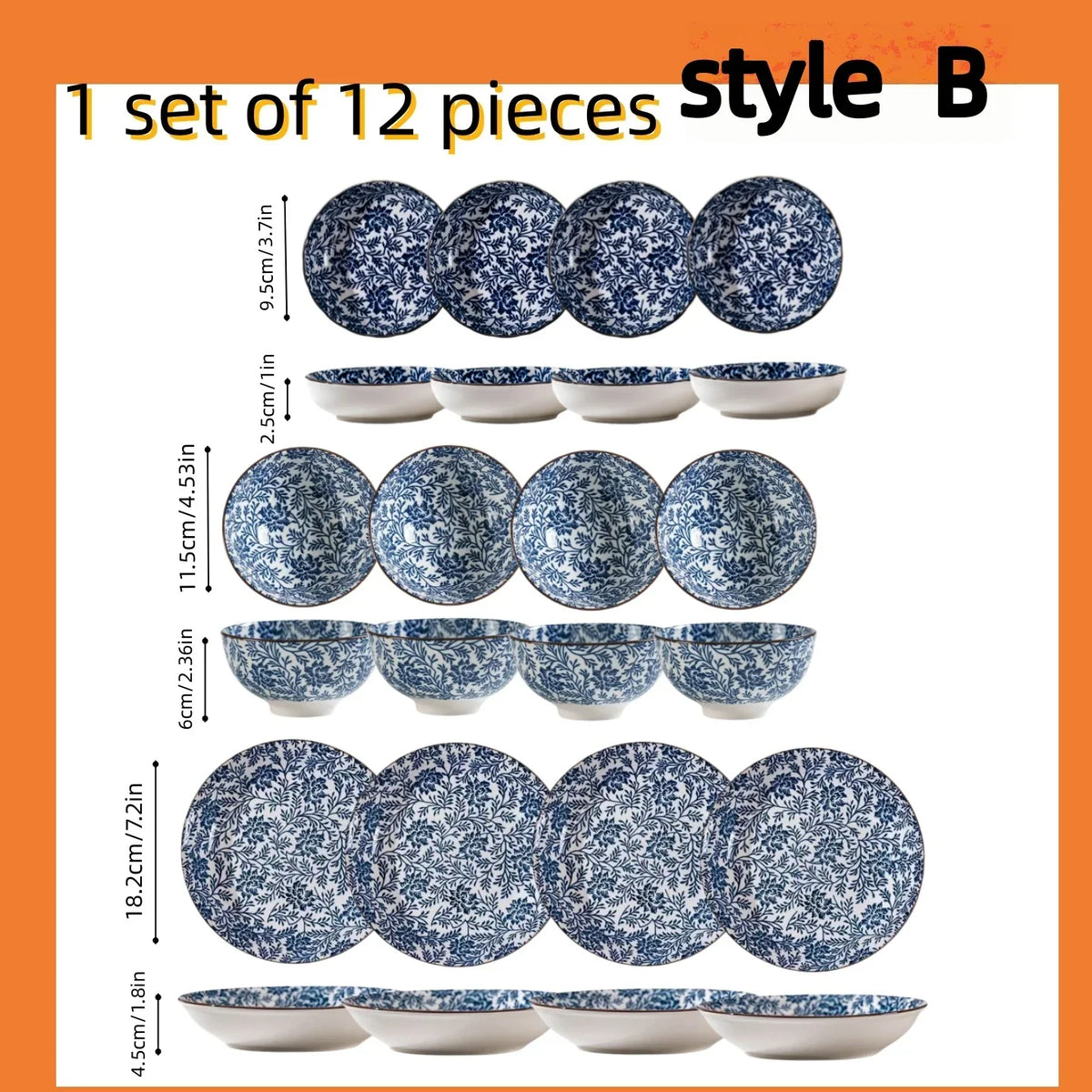Cuenco de cerámica de 4,5 pulgadas pintado a mano, estilo japonés azul y blanco, tazón de arroz retro para uso doméstico.