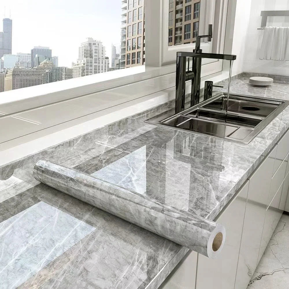 55cm Marble Self Adhesive Wallpaper Vinyl Contact paper PVC Waterproof Wall Stickers For Livingroom Kitchen Home Decor Film  ﻿
