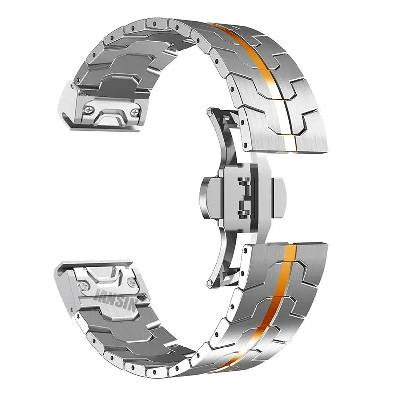 Garmin Stainless Steel Smartwatch Band - QuickFit Metal Bracelet
