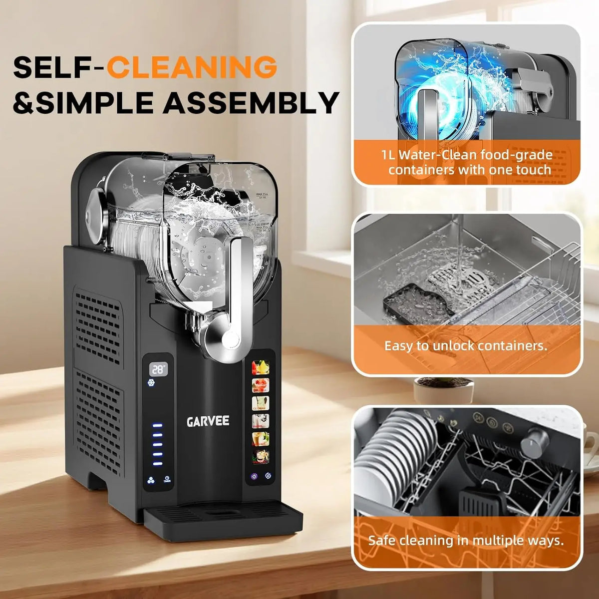 Máquina para granizados para casa, sin necesidad de hielo, máquina para bebidas heladas con pantalla LED, 6 programas preestablecidos, para margaritas, batidos, helados