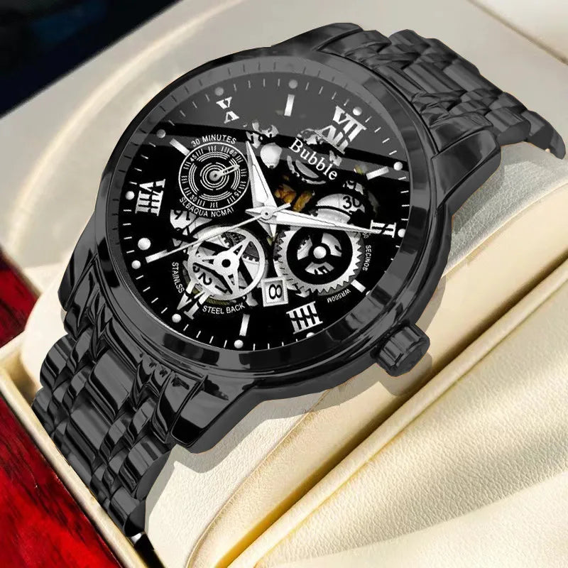 Men's Quartz Watch – Waterproof Hollow Dial, Luxury Style
