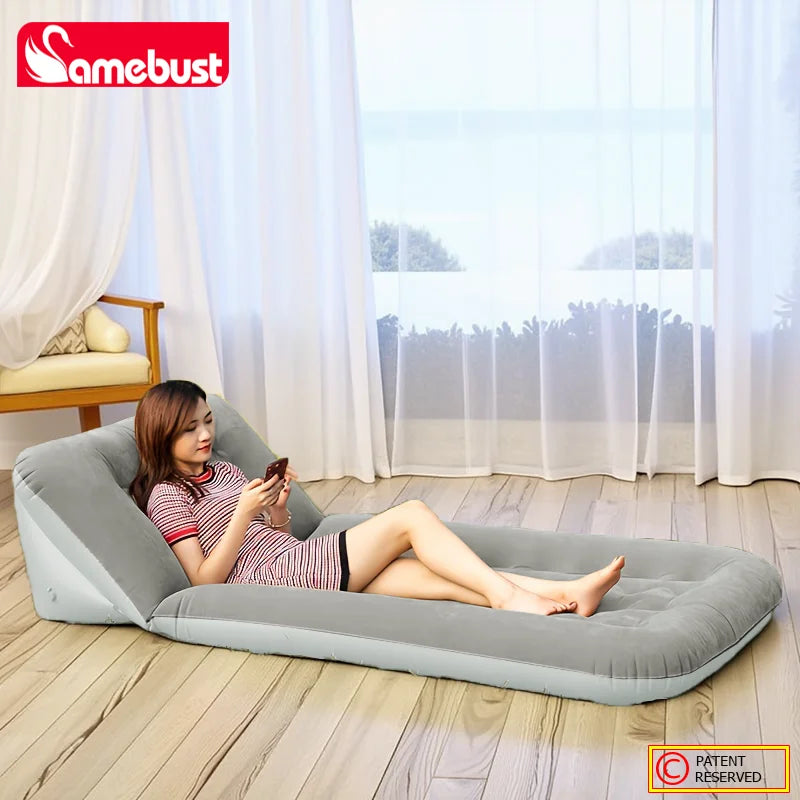CAMEBUST Foldable Interior Air Mattress Inflatable Adjustable Sofa Bed Sleeping Mat for Home And Outdoor Use Brown/Grey