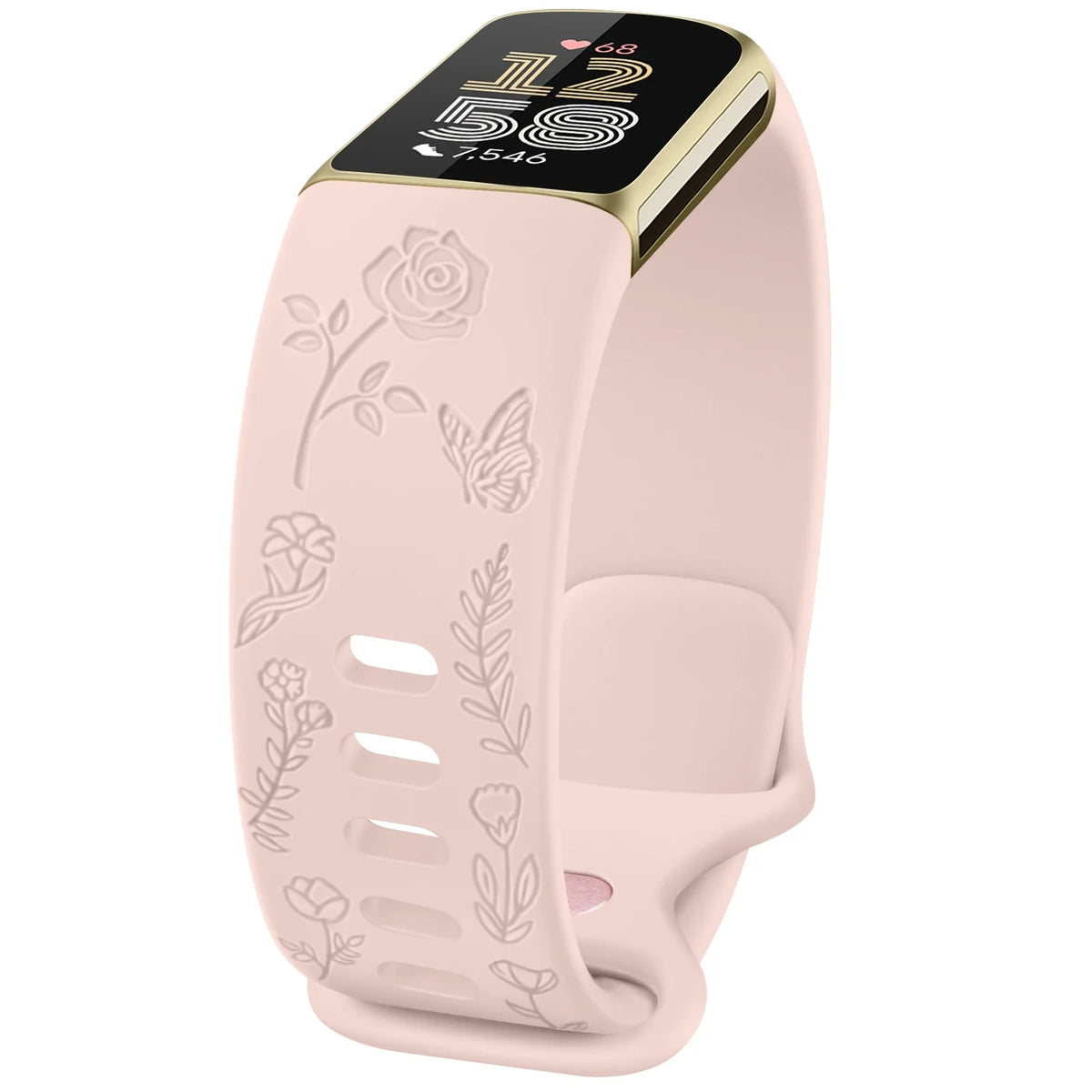 Fitbit Charge 5 & 6 Floral Engraved Band - Adjustable Strap